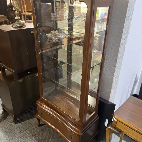 Glazed Mahogany Arch Top China Cabinet