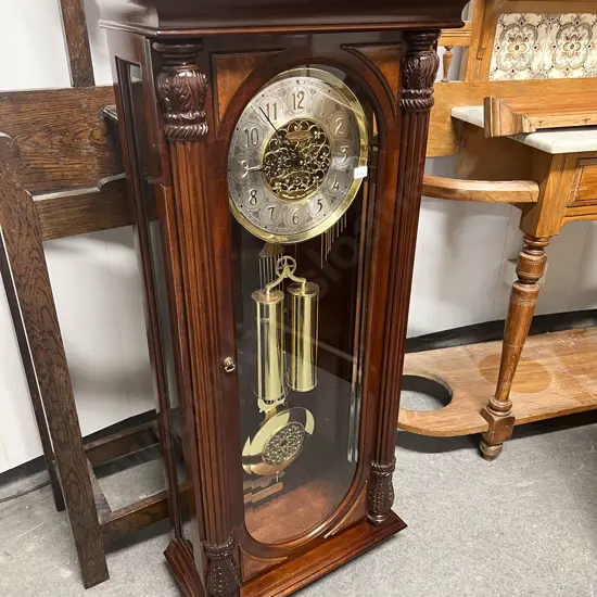 Repro Mahogany Cased Regulator Wall Clock