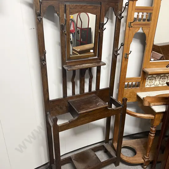 Oak Mirrored Hall Stand