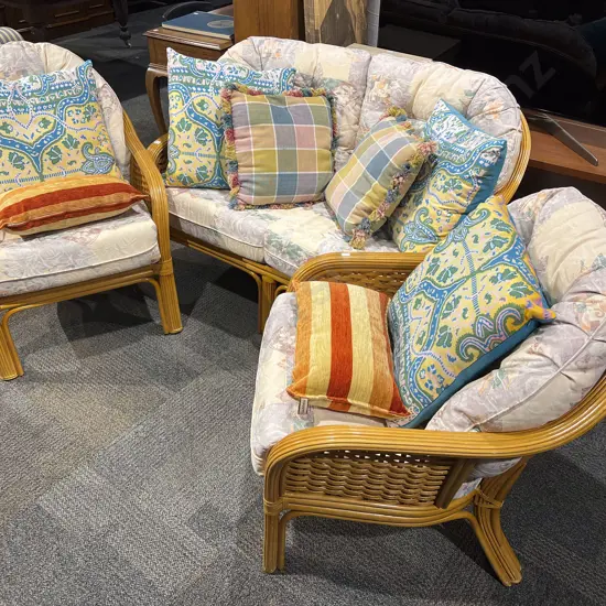 Three Piece Cane Conservatory Suite