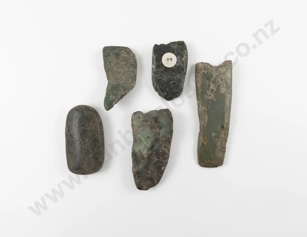 Five Toki Pounamu of Various Rough Forms Image 1++