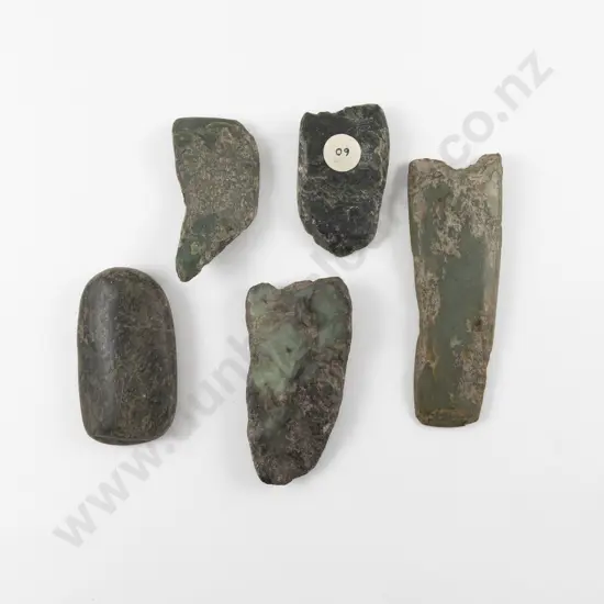 Five Toki Pounamu of Various Rough Forms