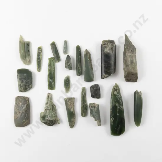 Twenty Small Pounamu Shards/Toki of Various Lengths and Forms