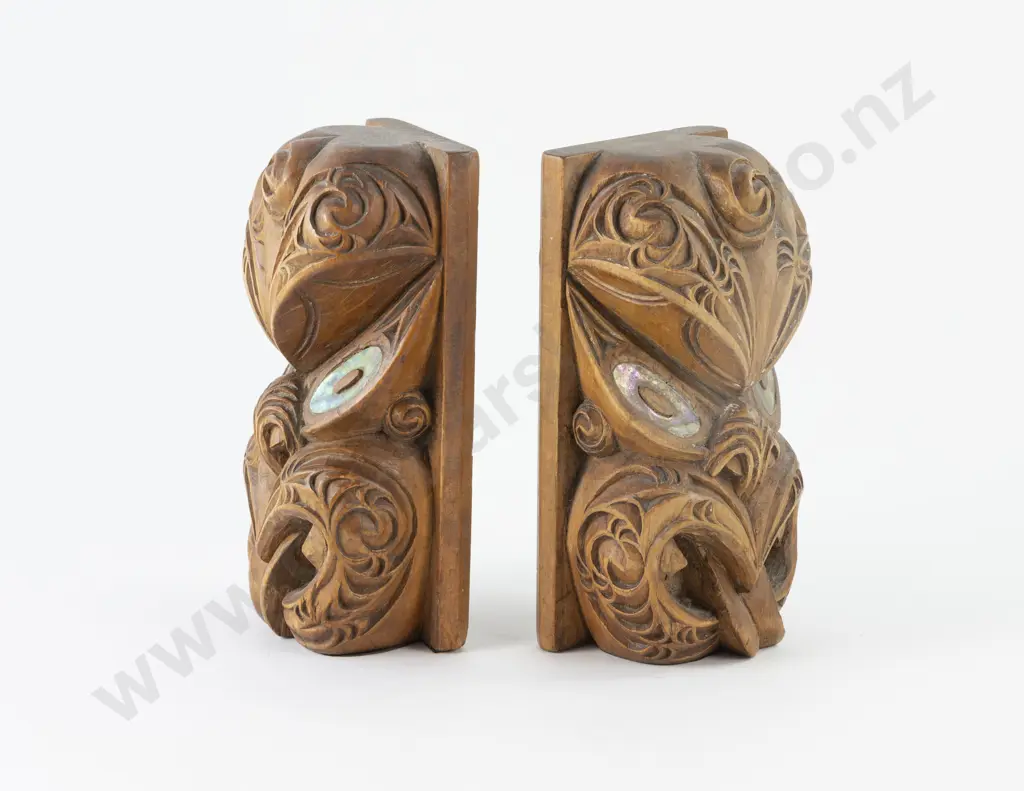 Pair Of Bookends Carved By Thomas Hall (bottom plates missing) Image 1++