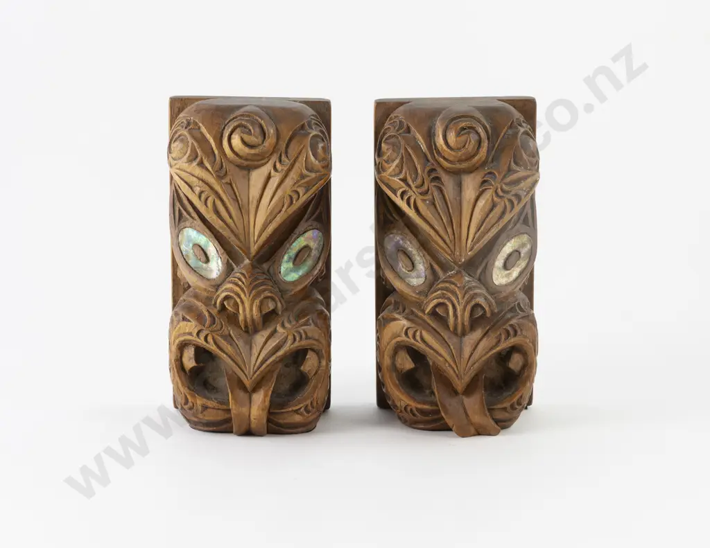 Pair Of Bookends Carved By Thomas Hall (bottom plates missing) Image 1++