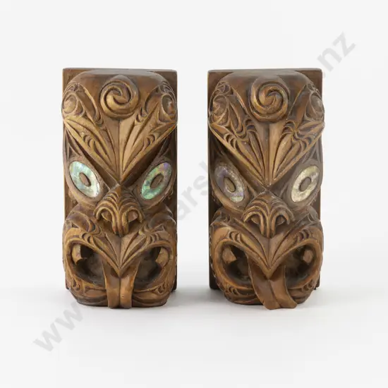 Pair Of Bookends Carved By Thomas Hall (bottom plates missing)