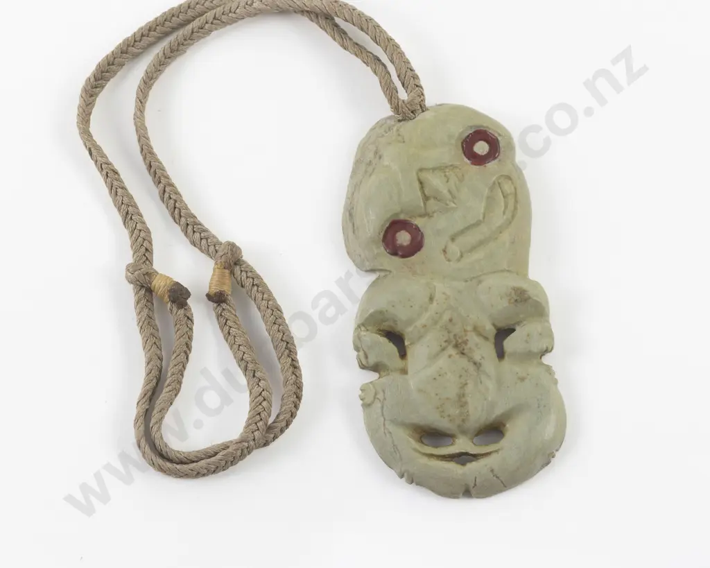 Contemporary Stone Carved Hei Tiki of Light Green Colour Image 1++