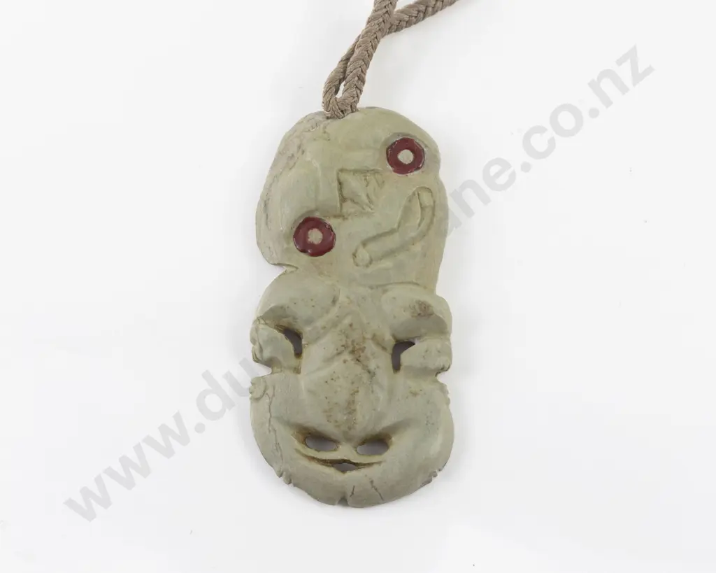 Contemporary Stone Carved Hei Tiki of Light Green Colour Image 1++