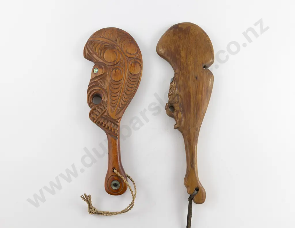 Two Modern Carved Wahaika (hand clubs) Image 1++