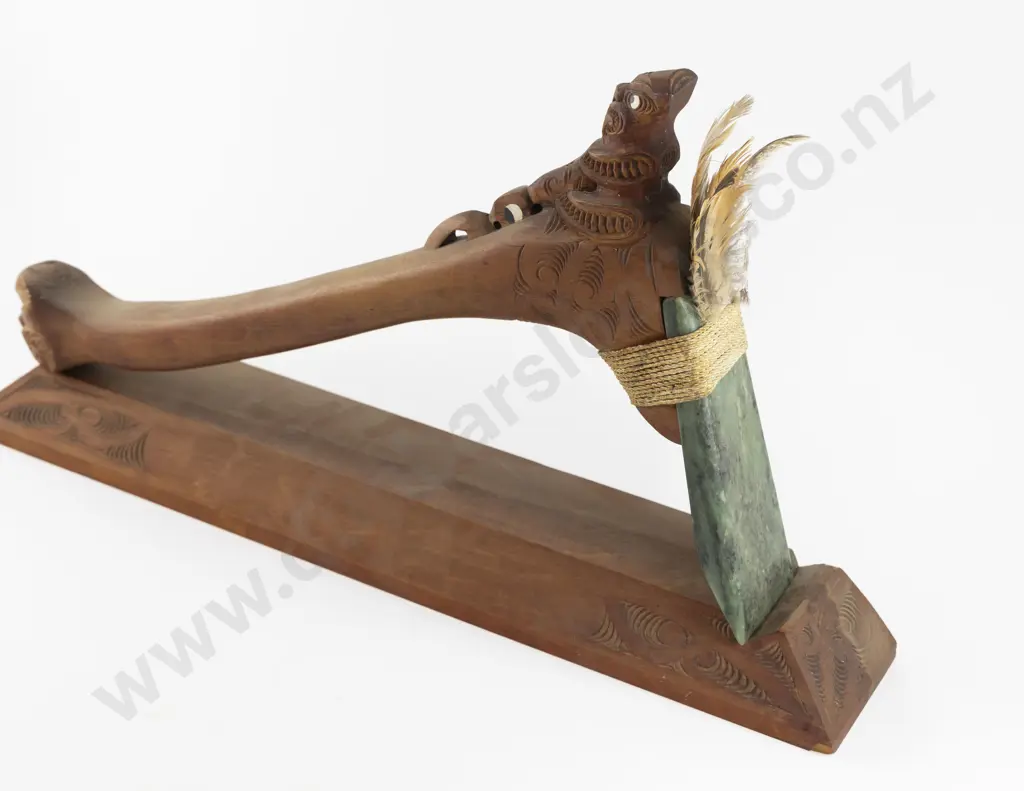 Modern Greenstone Hafted Adze on Stand Image 1++