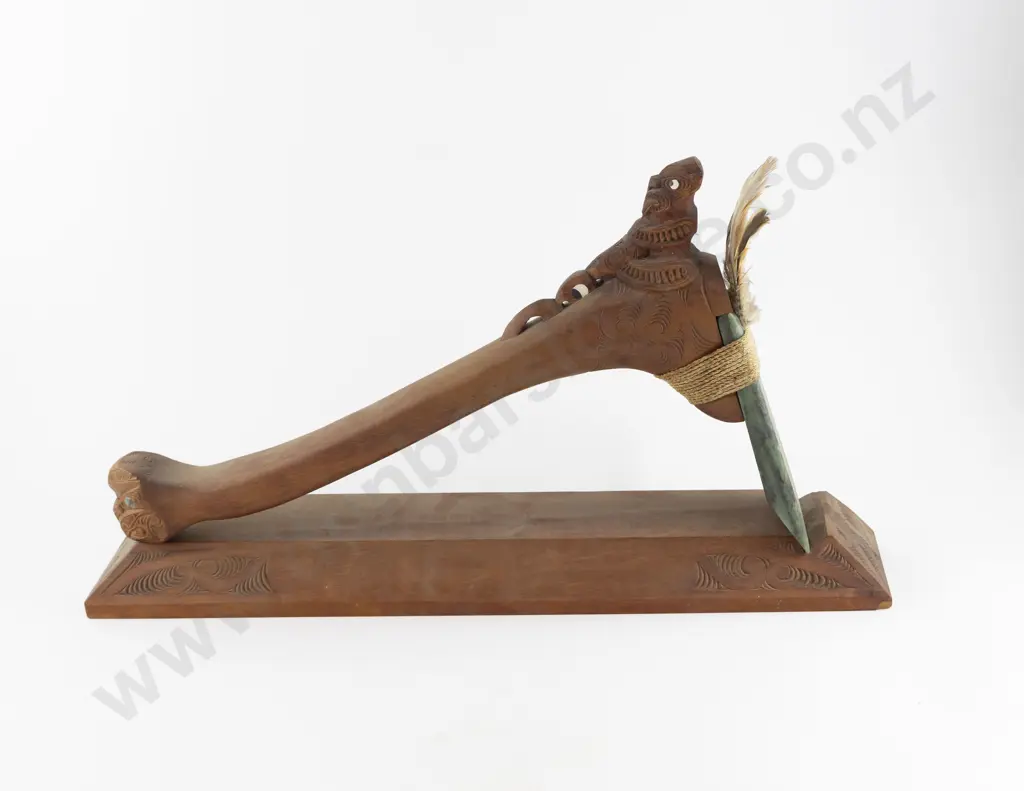 Modern Greenstone Hafted Adze on Stand Image 1++