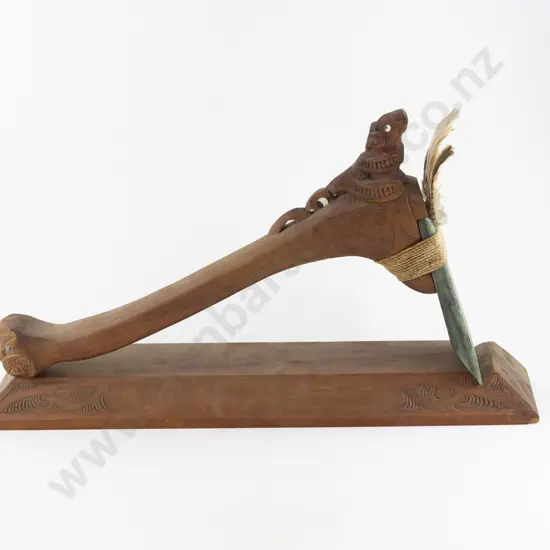 Modern Greenstone Hafted Adze on Stand