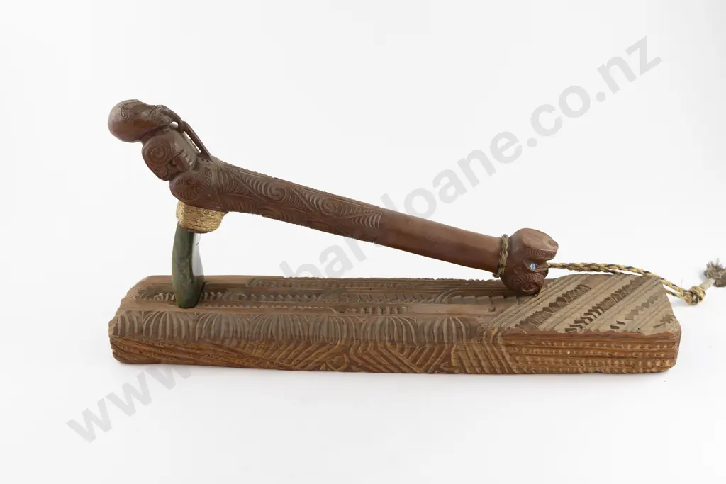 Modern Greenstone Hafted Adze on Stand Image 1++