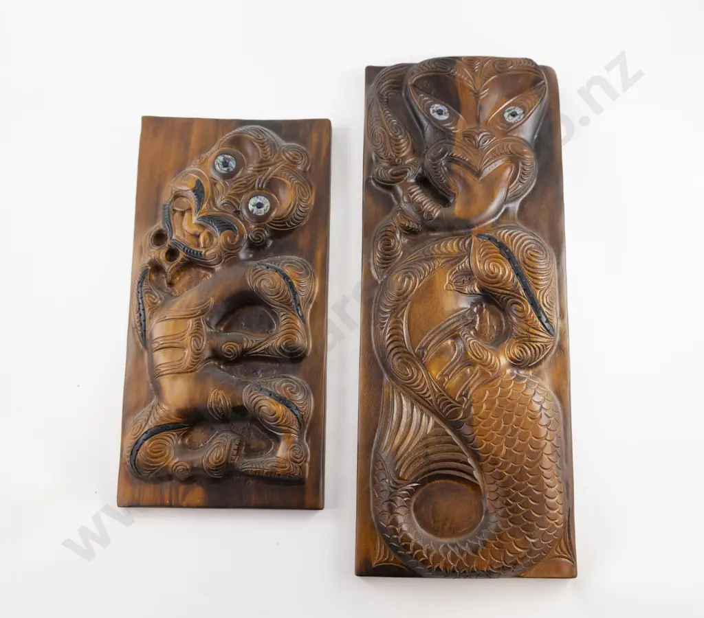 Two Large Modern Wooden Decorative Panels Image 1++