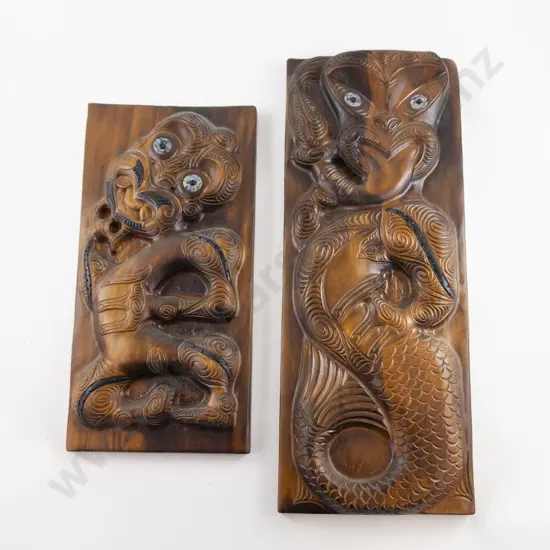 Two Large Modern Wooden Decorative Panels