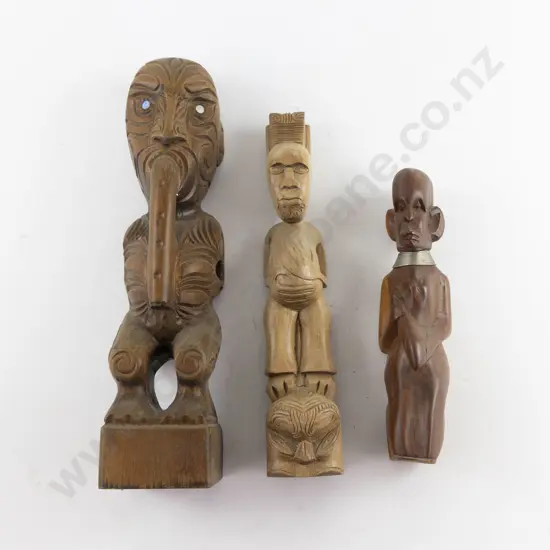 Two Modern Wooden Māori Carvings and other (3)