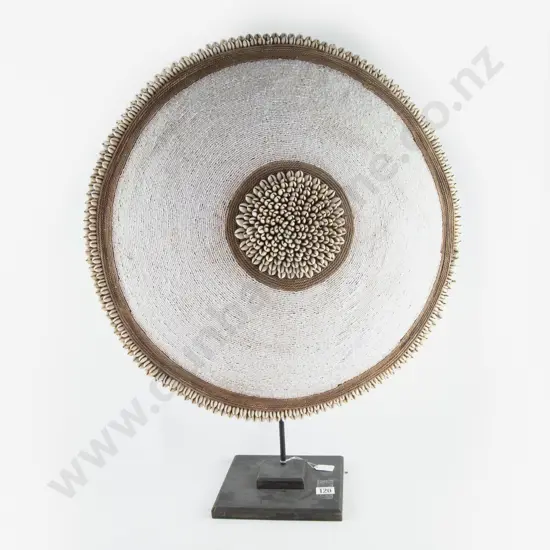 Tikar Tribe of Cameroon White Beaded and Cowrie Shell Shield