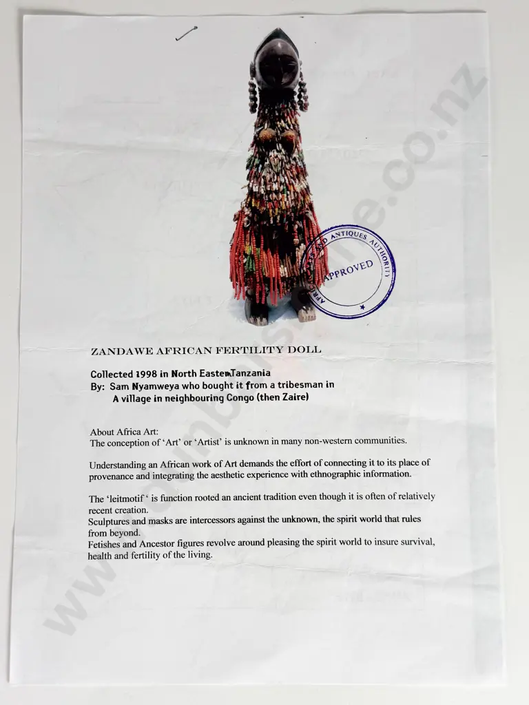 Antique African Carved Hardwood Female Form Covered in Trade Beads with Authenticity Certificate Image 1++