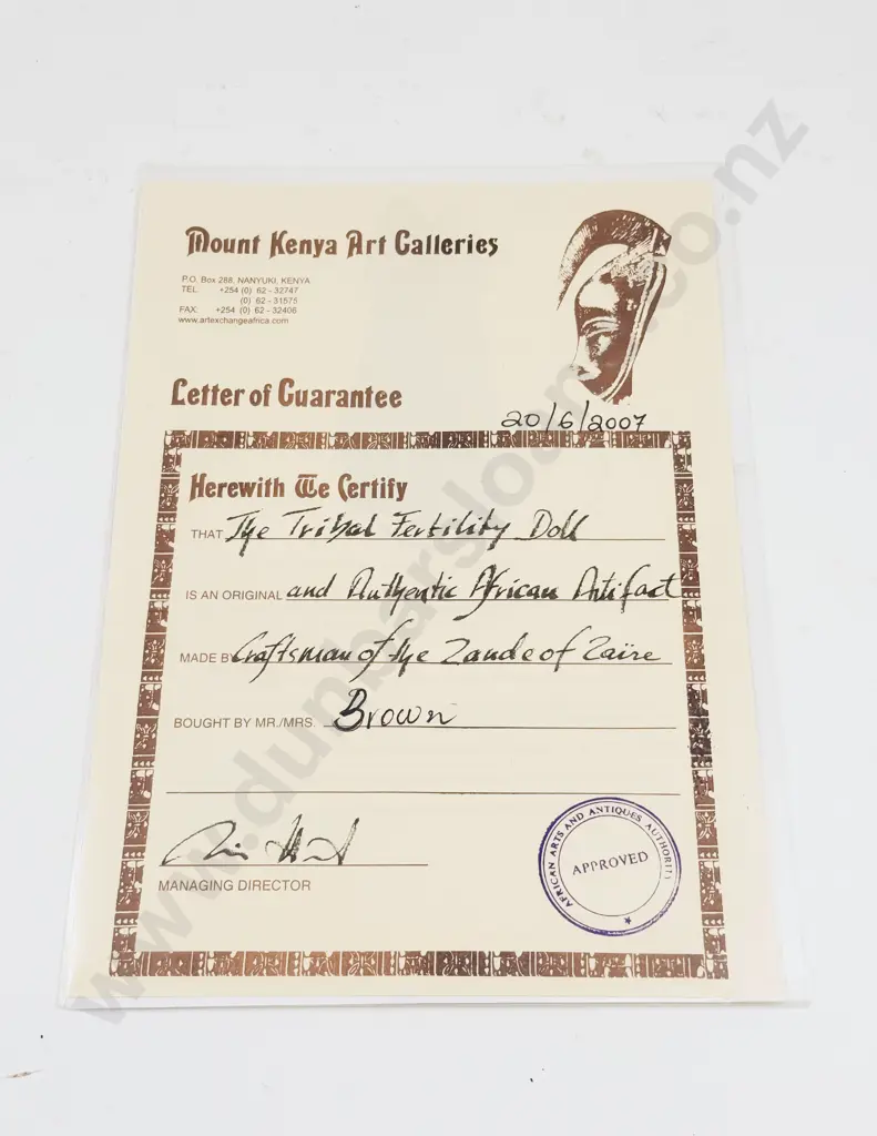 Antique African Carved Hardwood Female Form Covered in Trade Beads with Authenticity Certificate Image 1++