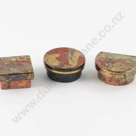 Three Small Carrol Swan Lidded Boxes