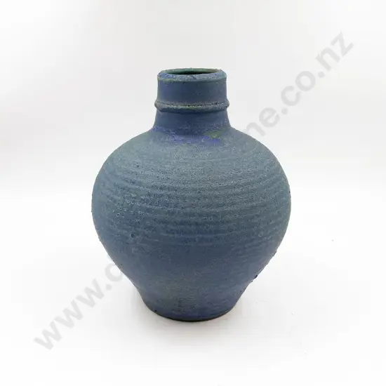 NZ Pottery Blue Glaze Baluster Vase
