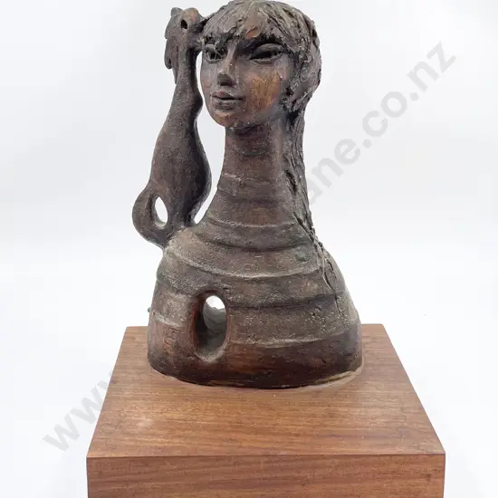 Muriel Moody Figural Bust With Bird