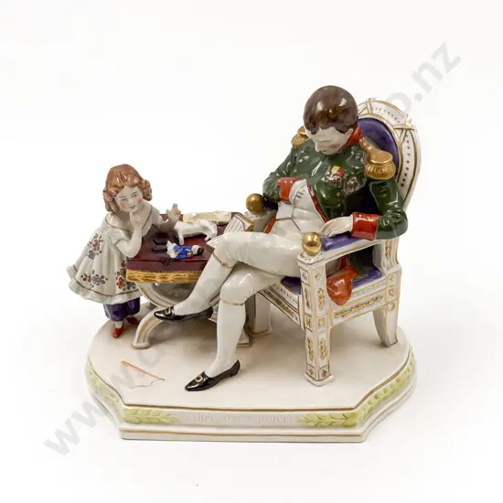 Dresden Figure Group of Napoleon and Son (fault to toy on table)