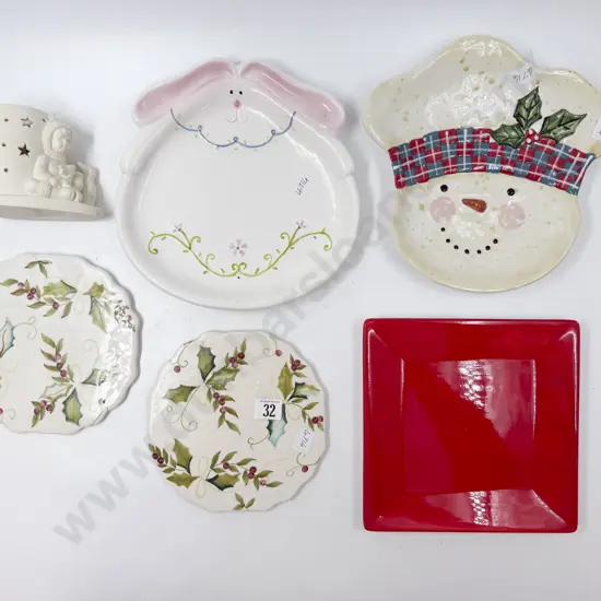 Five Christmas and Easter Holiday Plates with Fairy Light