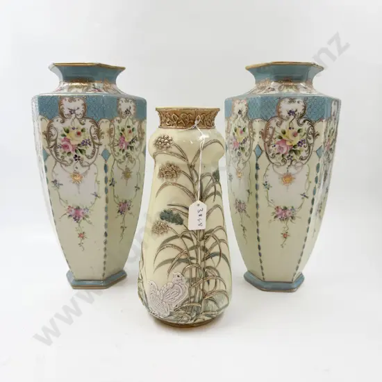 Pair of Japanese Nippon Vases and Single