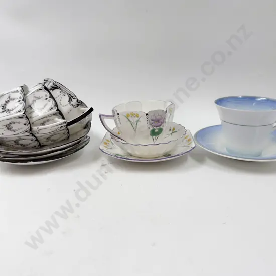 Five Shelley Art Deco Period Tea Cup and Saucers Dish