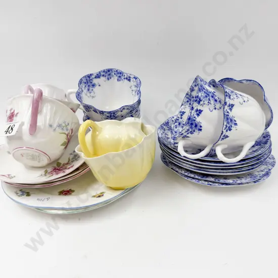 Eight Shelley Cup and Saucers Sugar and Cream with Two Side Plates