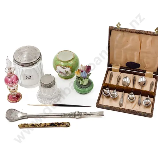 Assorted Collectables with S/S Topped Vanity Jar