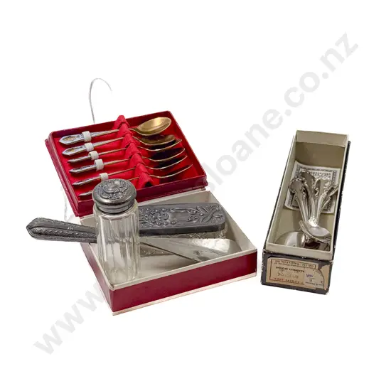 Small Quantity of Assorted Cutlery together with S/S Topped Vanity Jar & S/S Handled Shoe Horn