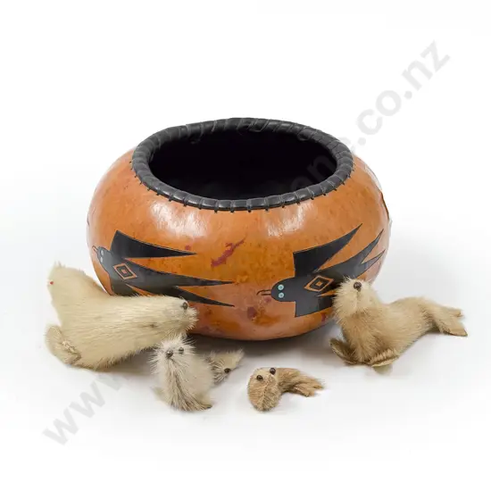 Four Real Fur Seal Ornaments in Gourd