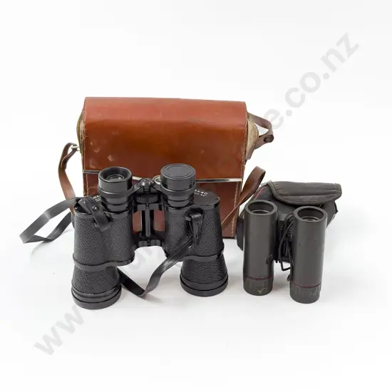 Vintage Binoculars in Case together with Small Modern Pair