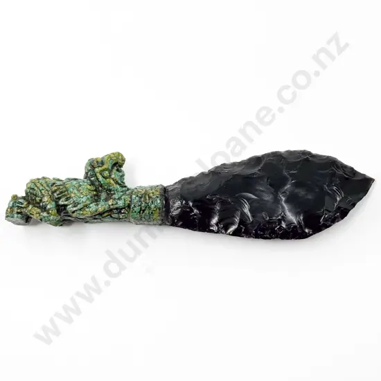 Obsidian Glass Dagger with Figural Handle