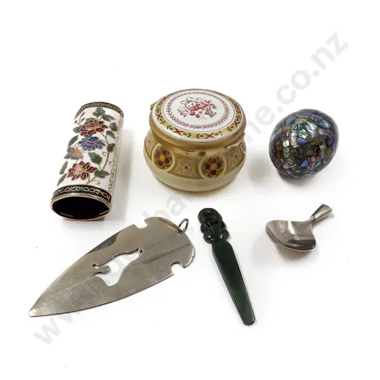 Bilston Battersea Trinket Box together with Paua Shell Egg & Others