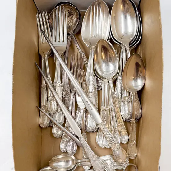 Quantity of S/P Cutlery together with Graduated Set of Three Meat Skewers