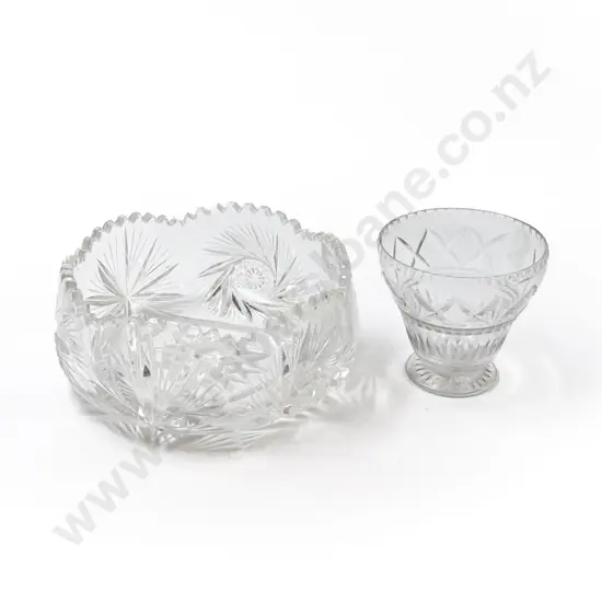 Cut Crystal Fruit Bowl together with Vase