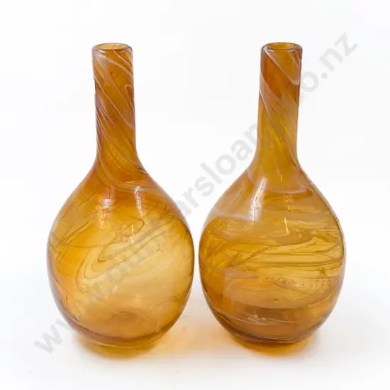 Pair of Hand Blown Art Glass Vases