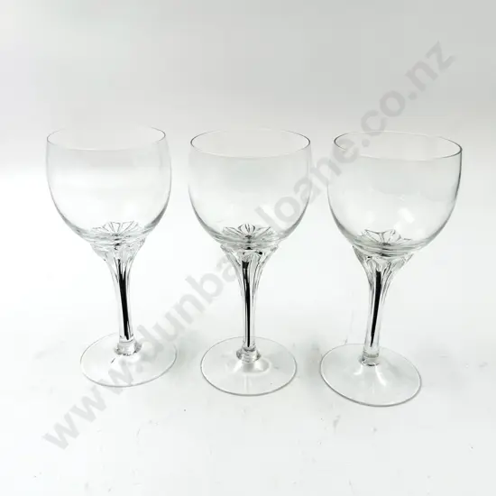 Five Fine Glass Wine Goblets & Seven Smaller Examples
