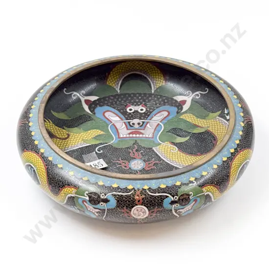 Large Cloisonne Dragon Decorated Table Bowl