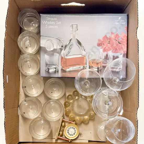 Boxed Strauss Five Piece Whisky Set & Assorted Glass Ware