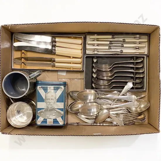 Box of Assorted Cutlery incl Bone Handled & Other