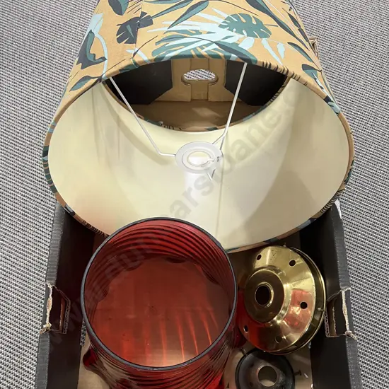 Cranberry Glass Shade & Others