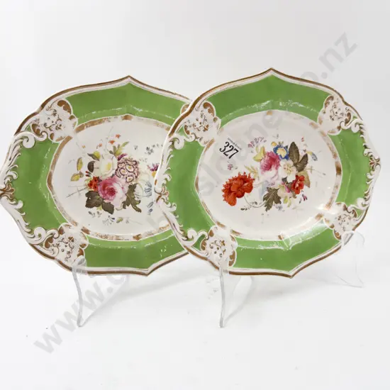 Two Handpainted Victorian Serving Plates