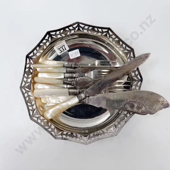 MOP Handled Fish Set & Serving Ware in S/P Bowl