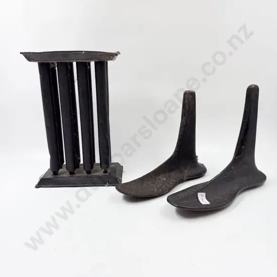 Candle Mold & Two Cast Iron Shoe Lasts