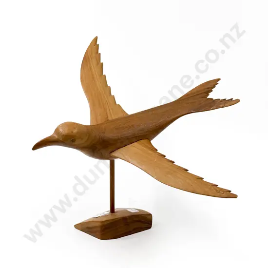 Pitcairn Island Native Timber Turned Wood Bird Ornament on Stand