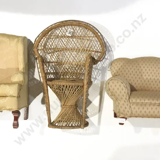 Dolls Couch Armchair & Cane Chair